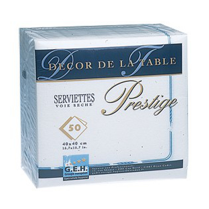 SERV 40X40 BLC LISERE BLEU X50