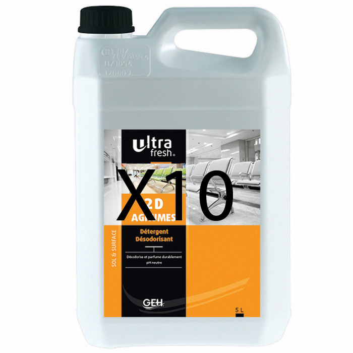 LOT DE 10 U.FRESH 2D 5L AGRUME